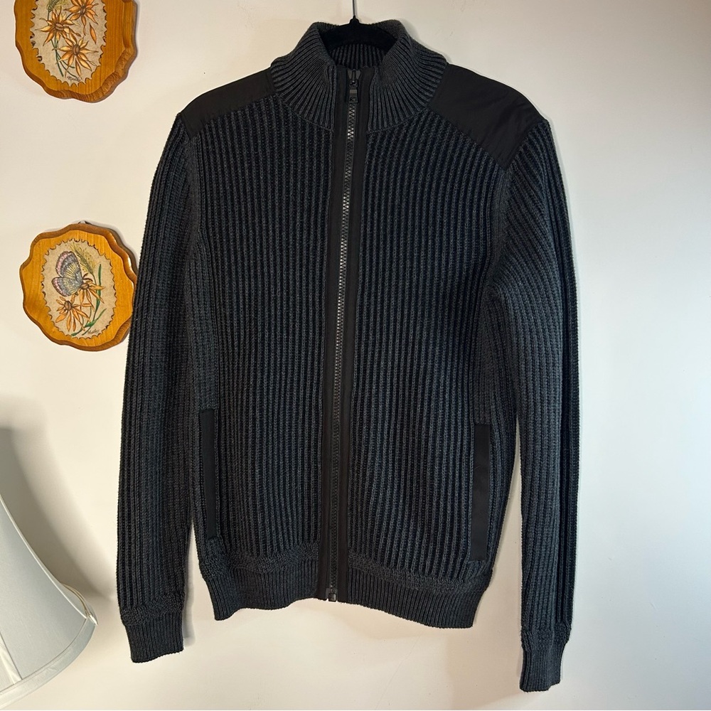 Calvin Klein Men's charcoal Zip-Up Sweater